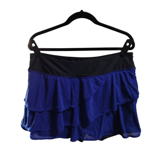 Womens Swim Skort Bottom Built-In Brief Ruffle Design Elastic WaistbandSize 18W - Picture 2 of 8
